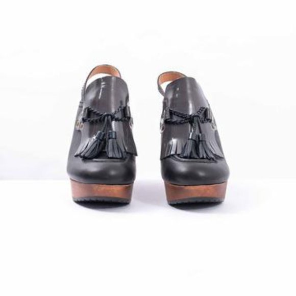 See by Chloe Tassel Loafer Slingback Clogs with Wooden Wedge - Picture 3 of 5